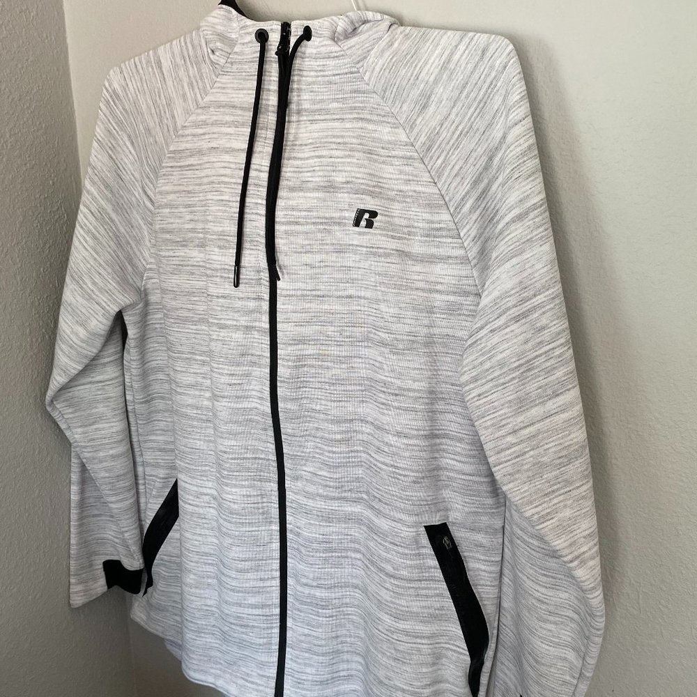 Russell knit front full length zipper hoodie